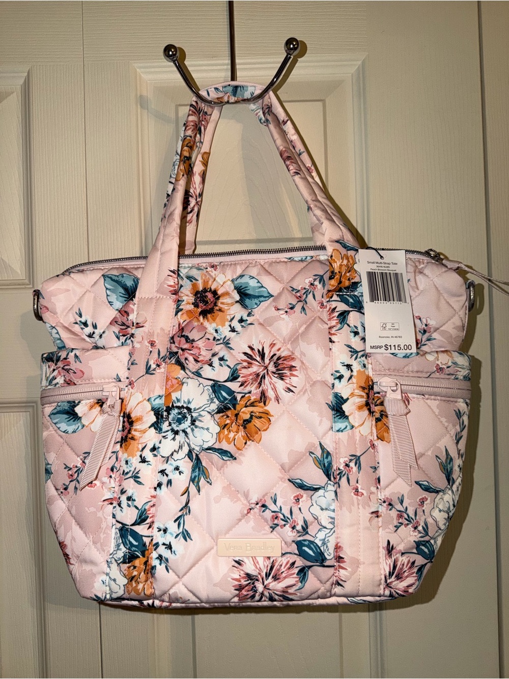 Vera Bradley Performance Twill Small Multi-Strap Tote NWT Peach Blossom Bouquet